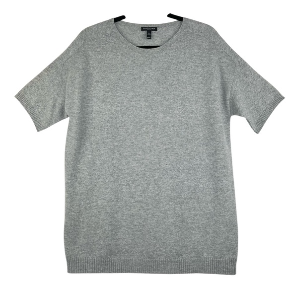 Eileen Fisher Womens 100% Cashmere Sweater PM Gray Short Sleeve Minimalist - Picture 1 of 10